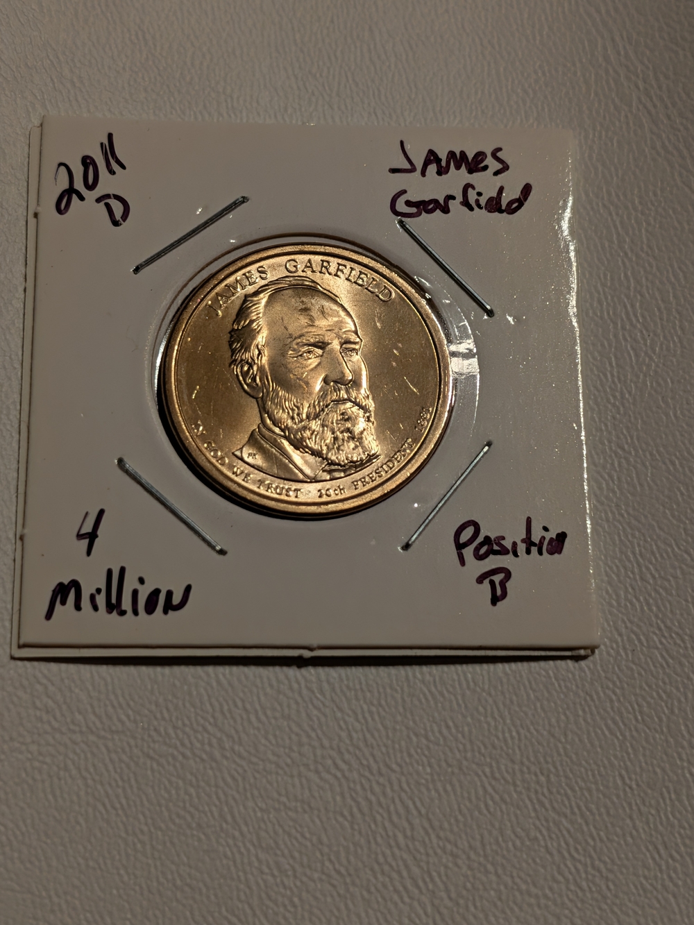 2011 D James Garfield Presidential $1 Coin From A U.S. Mint Roll